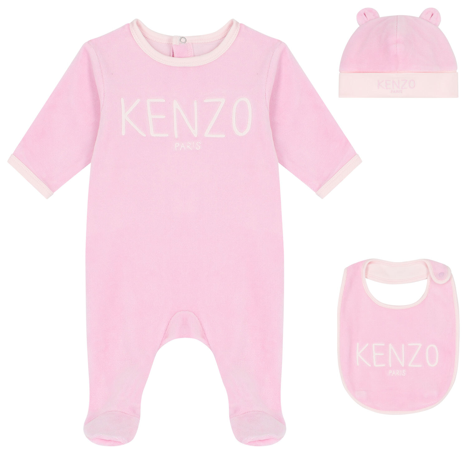 Baby Girls Pink Logo & Animals Babygrows Gift Set, 2, hi-res